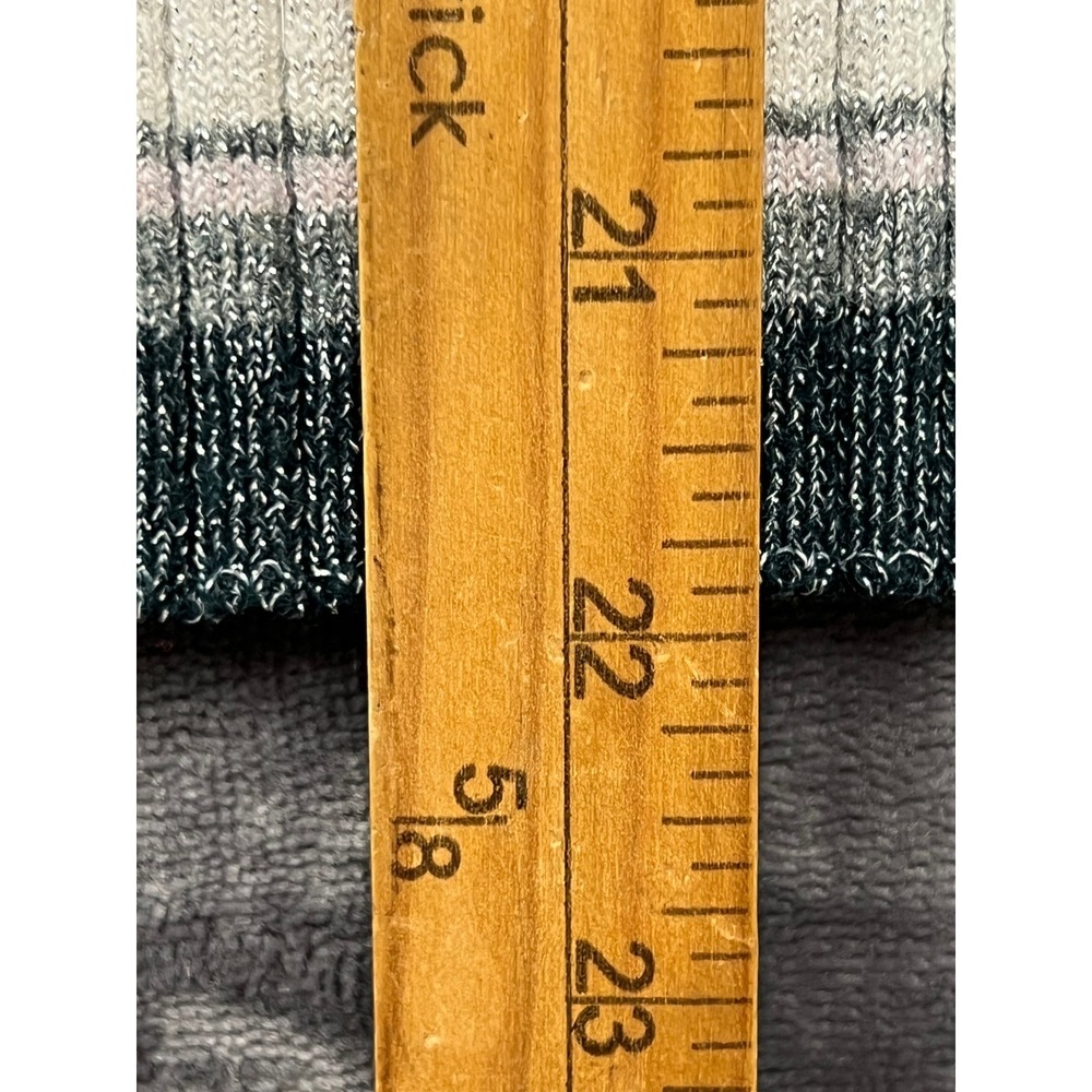 Nine West Striped Ribbed Knit Sweater Womens Small Grey Metallic Sparkle Top - Picture 4 of 8